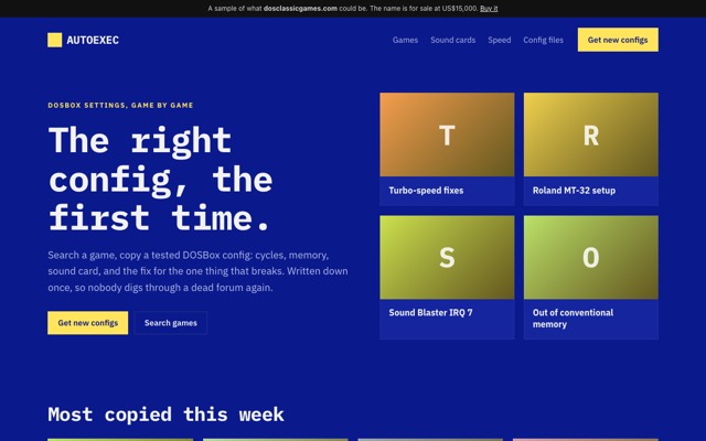 Sample site built on dosclassicgames.com