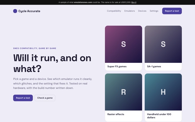 Sample site built on emulationsnes.com