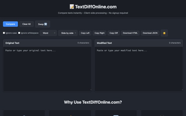 Sample site built on filediffonline.com