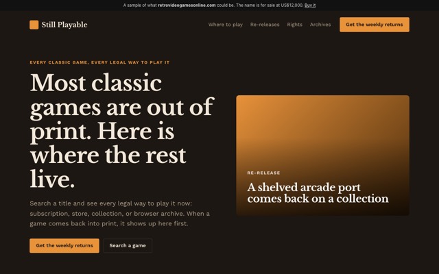 Sample site built on retrovideogamesonline.com