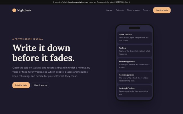 Sample site built on sleepinterpretation.com