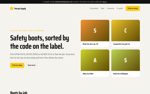 Sample site built on steeltoesafetyboots.com