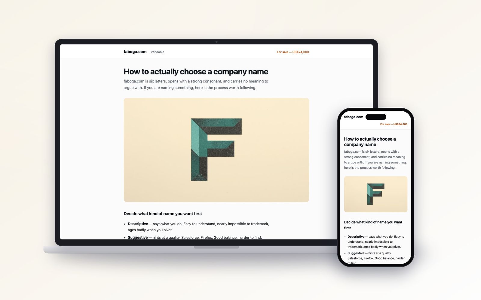 faboga.com shown on a laptop and a phone